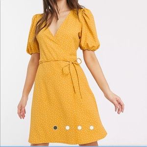 Mango Puff Sleeve Wrap Dress. Size 4.